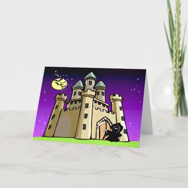 Castle Bats and Grim Reaper at Castle Door Card (Front)