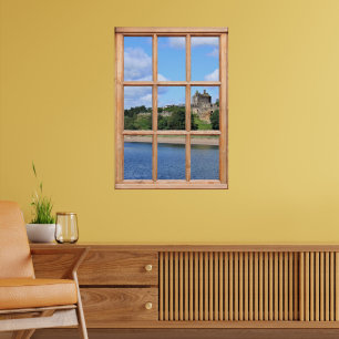 Castle by the Sea View from a Window Poster