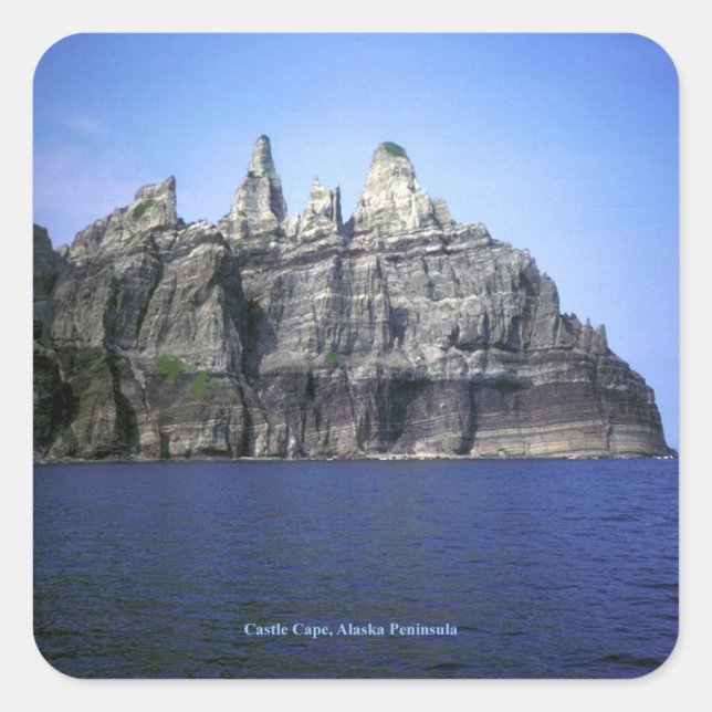 Castle Cape on Alaska Peninsula Square Sticker (Front)