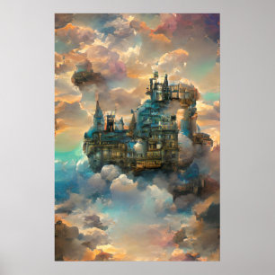 Castle, Cartoon Castle, Castle In Sky, Mediaeval  Poster