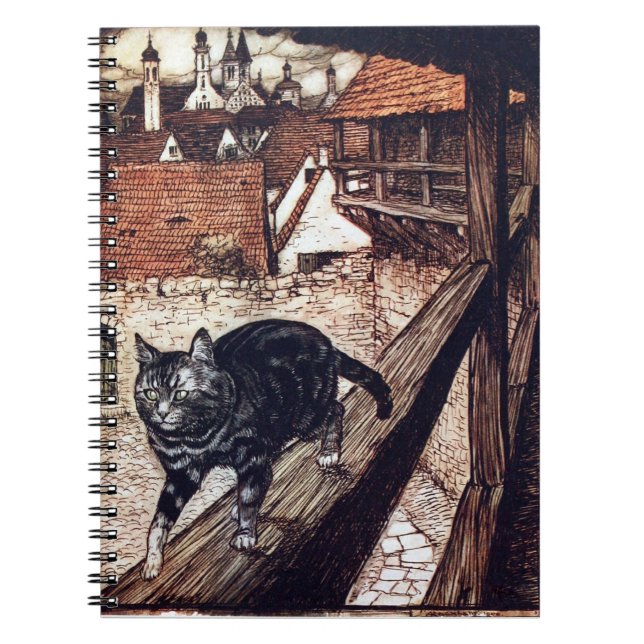 Castle Cat Rackham Illustration Spiral Notebook (Front)