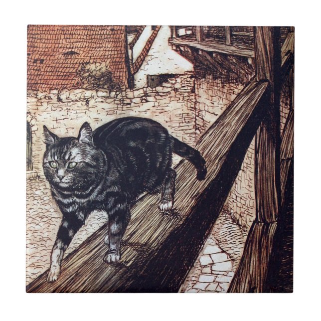 Castle Cat Rackham Illustration Tile (Front)