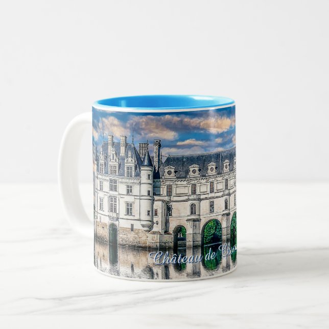 Castle (chateau) de Chenonceau. France. Two-Tone Coffee Mug (Front Left)