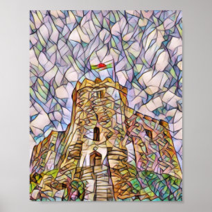Castle Colourful Abstract Digital Art Poster
