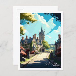 Castle Combe England Vintage Travel Illustration Postcard