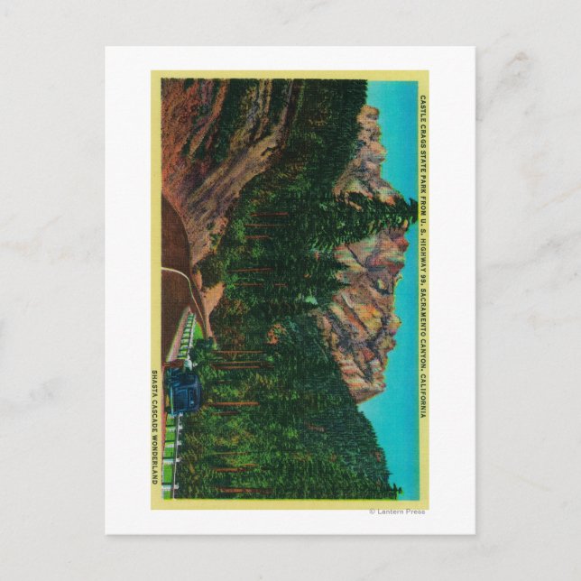 Castle Crags State Park from US 99 Postcard (Front)