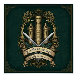 “Castle Crest of Honor” Customisable Medieval Post Poster