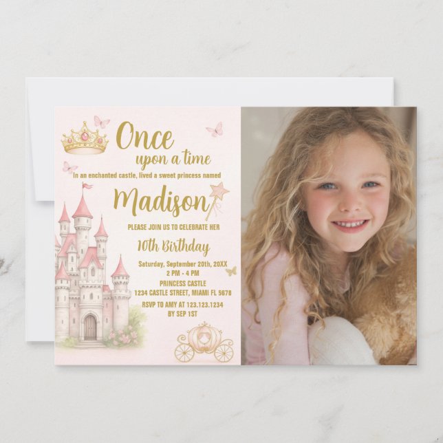 Castle & Crown Princess Birthday Invitation (Front)