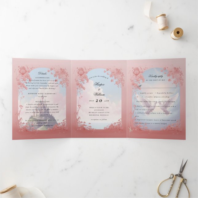 Castle fairy tale book Tri-Fold Wedding Invitation (Inside)