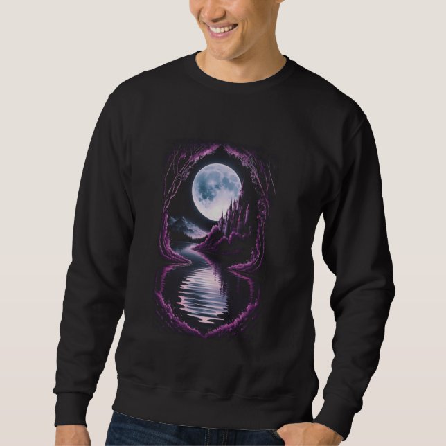 Castle Fantasy Aesthetic Moon Reflection Stars Gal Sweatshirt (Front)