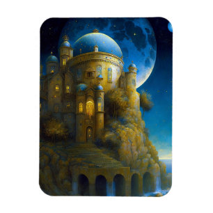 Castle Fantasy Moon Landscape Magnet