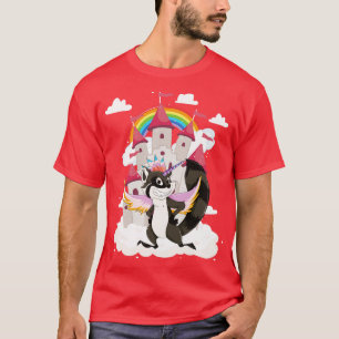 Castle Fantasy Unicorn Forest Animal Rainbow Racco T-Shirt