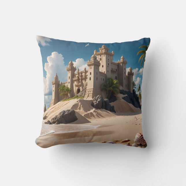 Castle from the Beach of Possibilities Cushion (Front)
