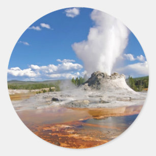 Castle Geyser Eruption Yellowstone National Park. Classic Round Sticker
