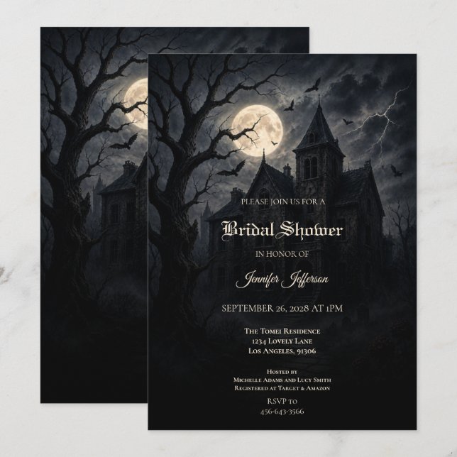 Castle Gothic Halloween Bridal Shower invitation (Front/Back)