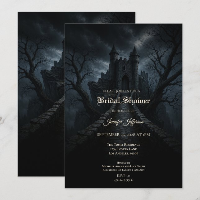 Castle Gothic Halloween Bridal Shower invitation (Front/Back)