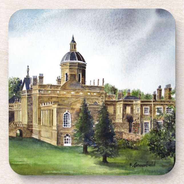 Castle Howard North Yorkshire Watercolor Painting Coaster (Front)