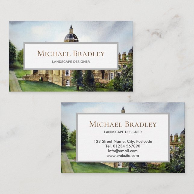 Castle Howard York England Watercolor Landscape Business Card (Front/Back)