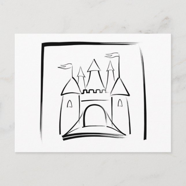 Castle Illustration with Drawbridge Postcard (Front)