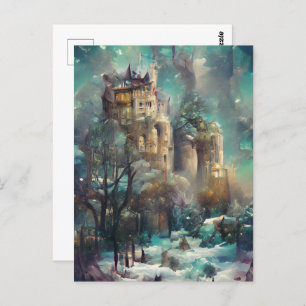 Castle In Forest, Fantasy Jungle, Magic Castle Postcard