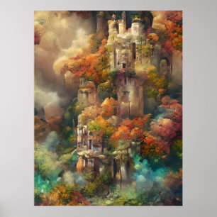 Castle In Forest, Fantasy Jungle, Magic Castle Poster