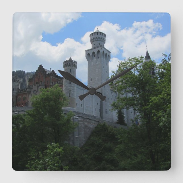 Castle in Hohenschwangau, Germany Square Wall Clock (Front)
