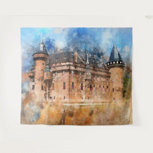 Castle in the forest tapestry
