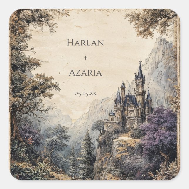 Castle in the Forest Wedding Sticker (Front)