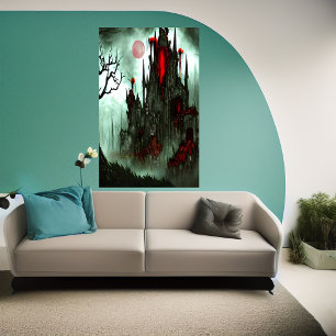 Castle in the horror forest AI Art Poster