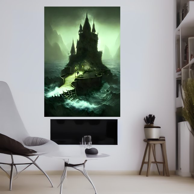 Castle in the stormy sea | AI Art Poster (Creator Uploaded)