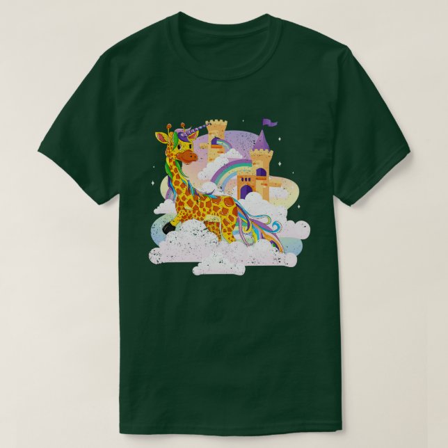 Castle Magical Rainbow Cute Unicorn Africa Animal  T-Shirt (Design Front)