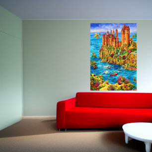 Castle near the sea AI Art Poster