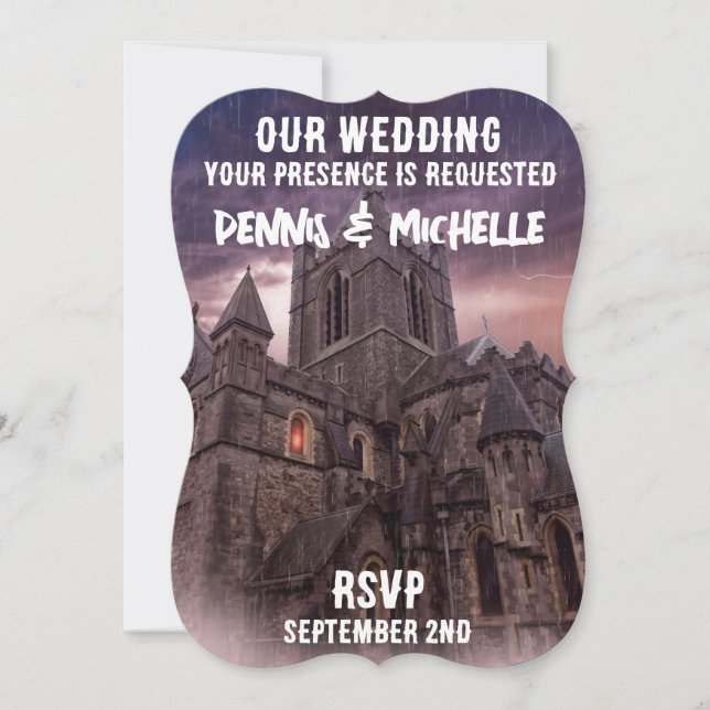 CASTLE NIGHT GOTHIC TEMPLATE WEDDING INVITATIONS (Front)
