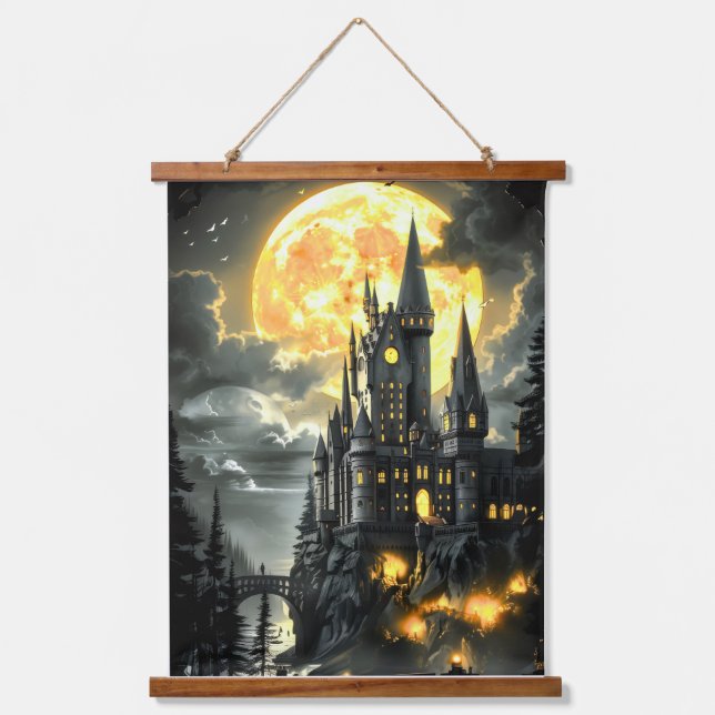 castle night wall hangging Tapestry (Front)