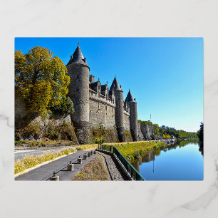 Castle of Josselin in France Foil Holiday Postcard