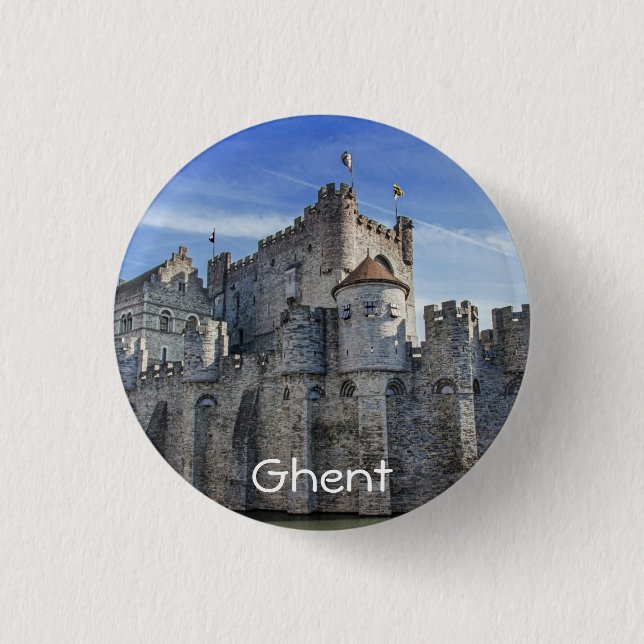 Castle of the Counts in Ghent 3 Cm Round Badge (Front)