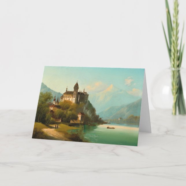 Castle on Mountain Lake | Johann Wilhelm Jankowsky Card (Front)
