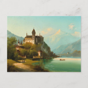 Castle on Mountain Lake Johann Wilhelm Jankowsky Postcard