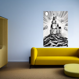 Castle on the hill AI Art Poster