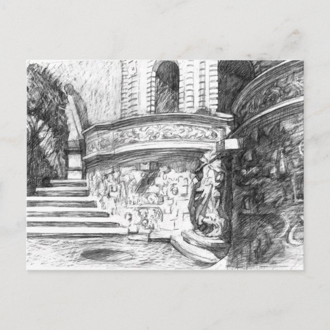 Castle pencilart  Monochrome Black & White Postcard (Front)
