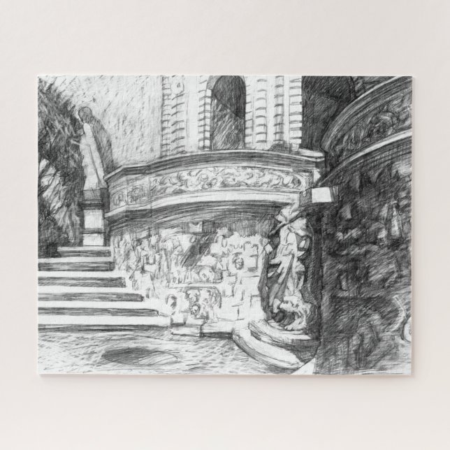 Castle pencilart  Monochrome Jigsaw Puzzle (Horizontal)