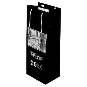 Castle pencilart Monochrome Wine Gift Bag