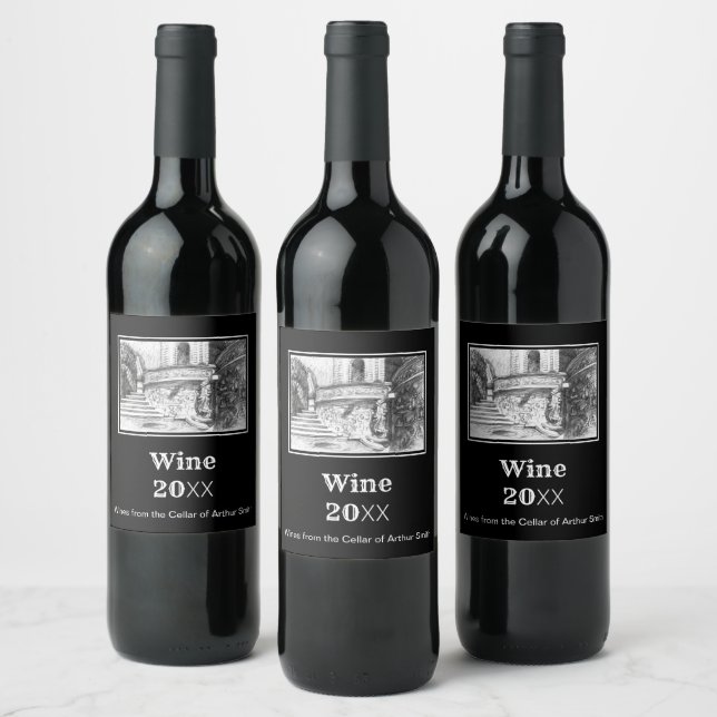 Castle pencilart  Monochrome Wine Label (Bottles)