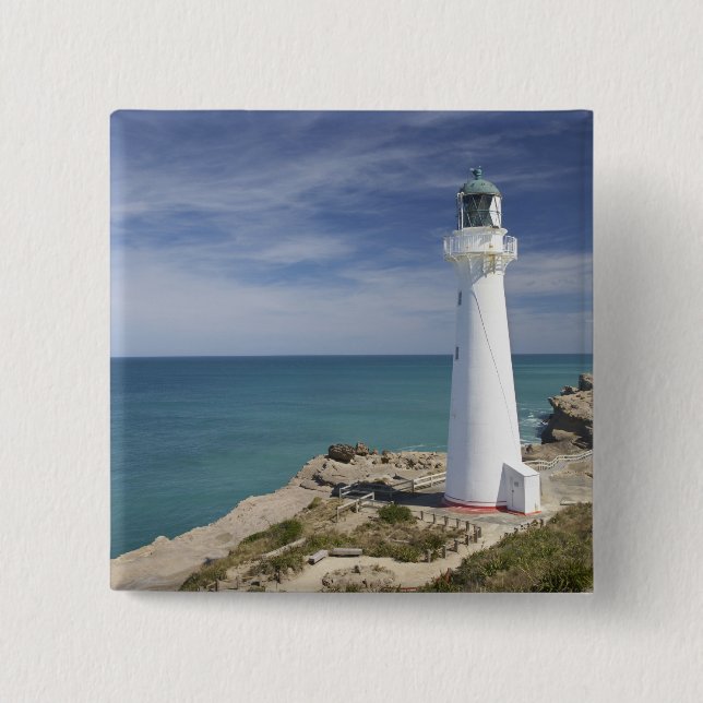 Castle Point Lighthouse, Castlepoint, Wairarapa, 15 Cm Square Badge (Front)