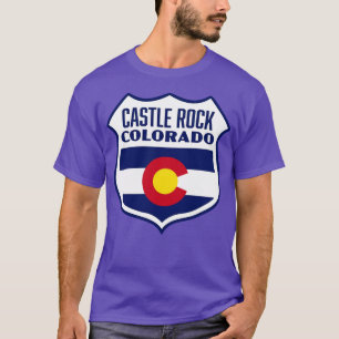 Castle Rock Colorado Retro Flag Shield White T-Shirt