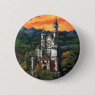 Castle Schloss Neuschwanstein 6 Cm Round Badge