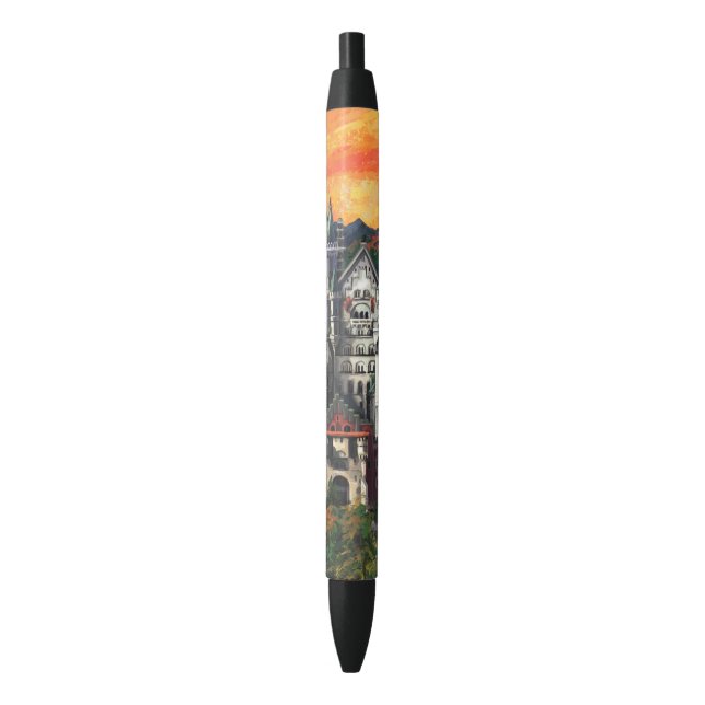 Castle Schloss Neuschwanstein Black Ink Pen (Front Vertical)