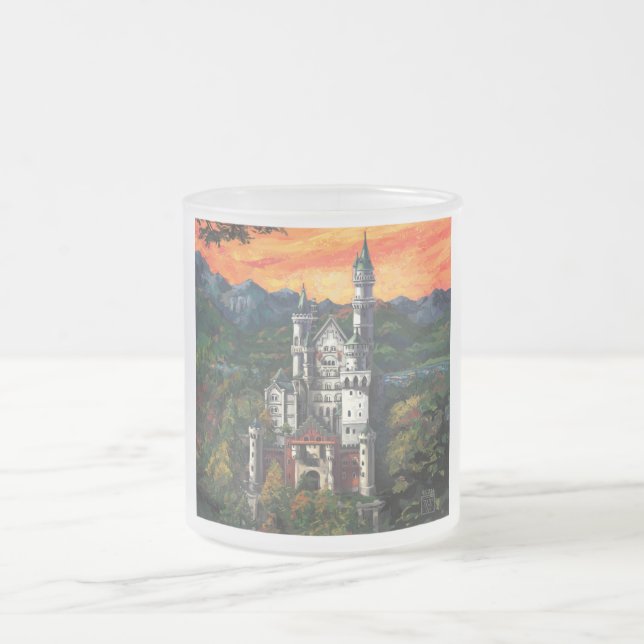 Castle Schloss Neuschwanstein Frosted Glass Coffee Mug (Center)