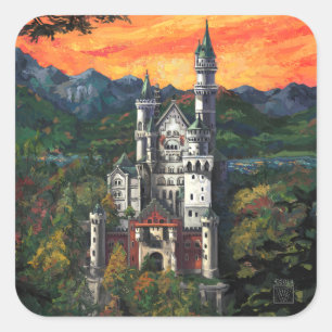 Castle Schloss Neuschwanstein Square Sticker