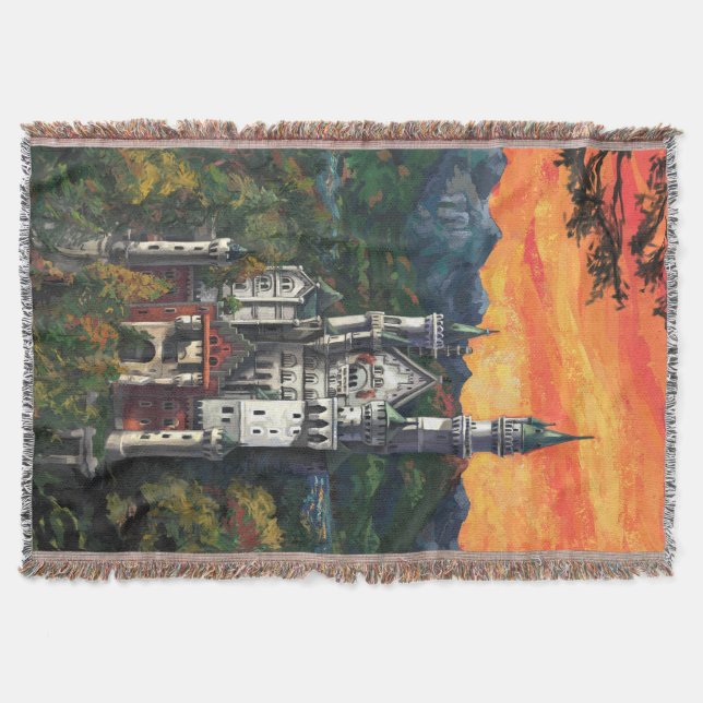 Castle Schloss Neuschwanstein Throw Blanket (Front)